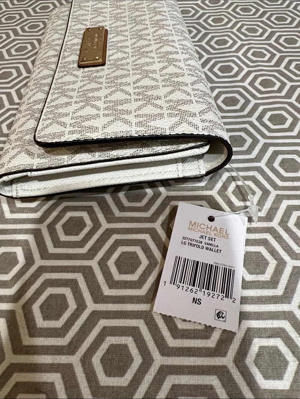 Michael Kors Ivory/Taupe MK Logo Continental Clutch
